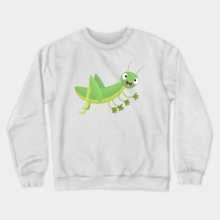 Cute green happy grasshopper cartoon Crewneck Sweatshirt